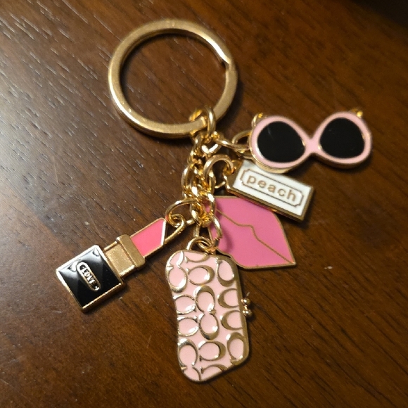 Chic Pink & Gold Luxury Charms Key Holder New - Picture 1 of 1